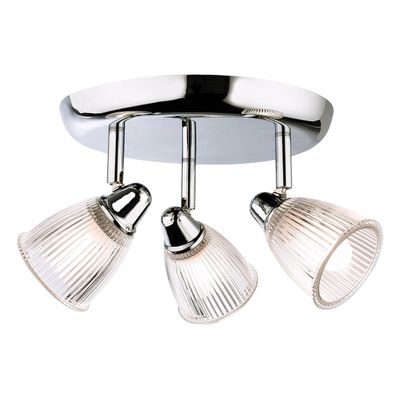Firstlight Echo 3-Light Flush Ceiling Light Clear Ribbed in Chrome