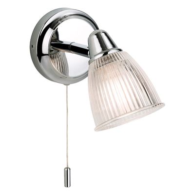 Firstlight Echo Wall Wall Light with On/Off Pull Cord Clear Ribbed in Chrome
