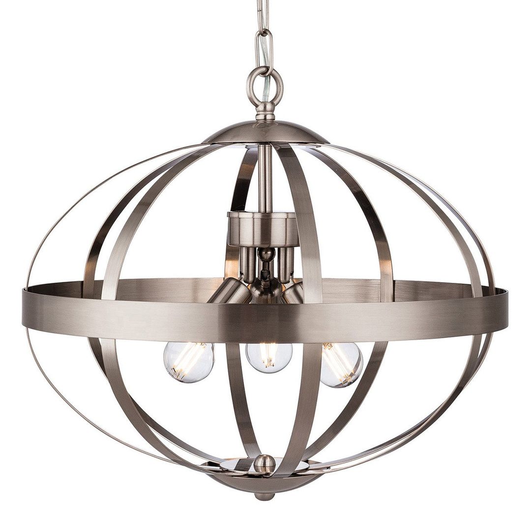 Firstlight Healey 3-Light Pendant Light in Brushed Steel - Image 1