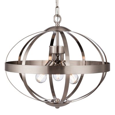 Firstlight Healey 3-Light Pendant Light in Brushed Steel