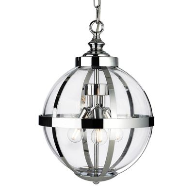 Firstlight Monroe 3-Light Pendant Light Clear in Chrome