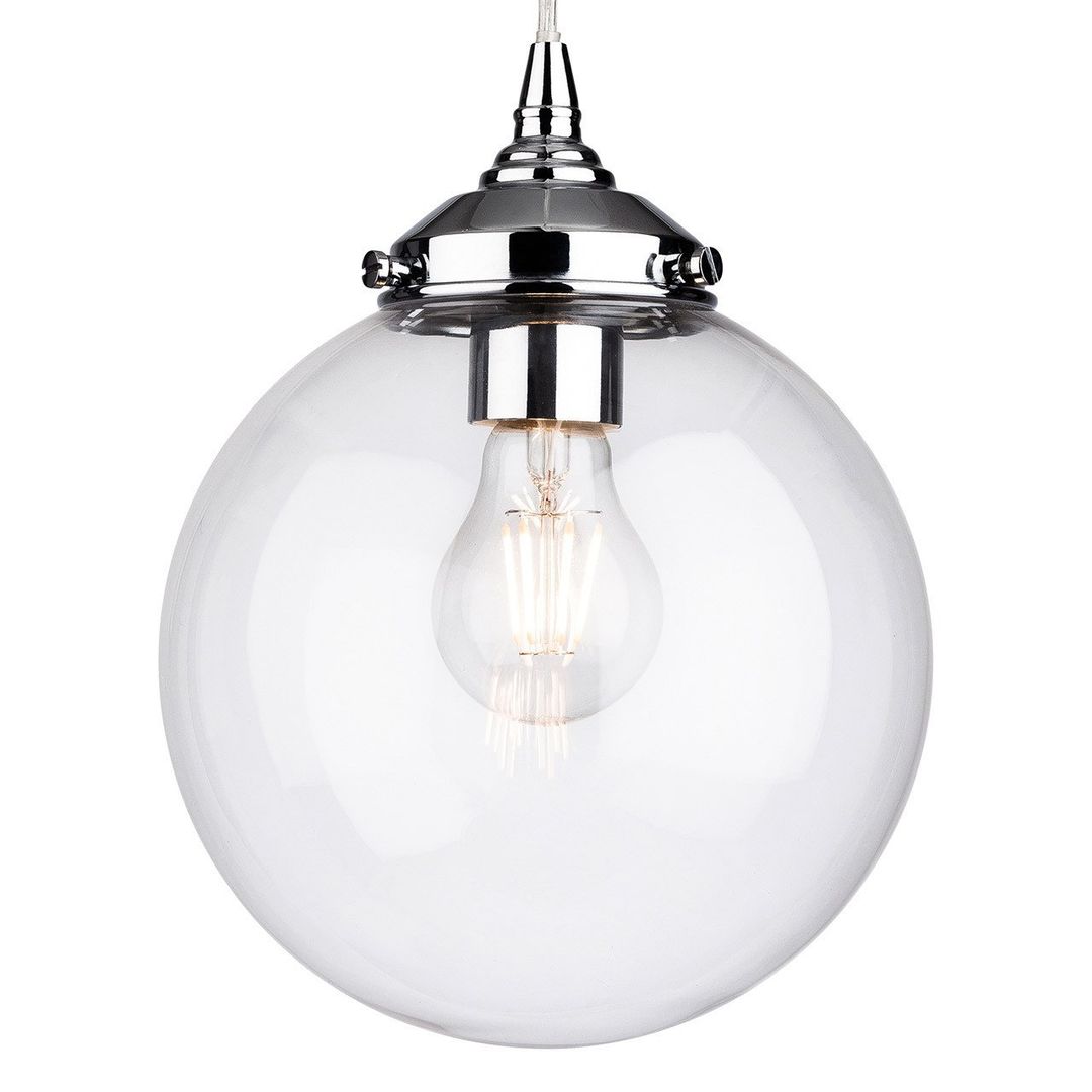 Firstlight Seville Globe-Shaped Pendant Light Clear in Chrome - Image 1