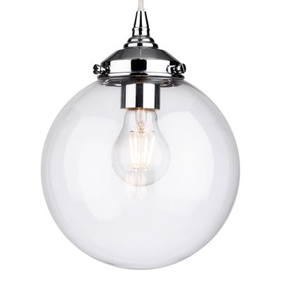 Firstlight Seville Globe-Shaped Pendant Light Clear in Chrome