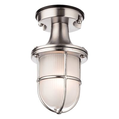 Firstlight Nautic Outdoor Ceiling Light Frosted in Solid Brass with Nickel Plating