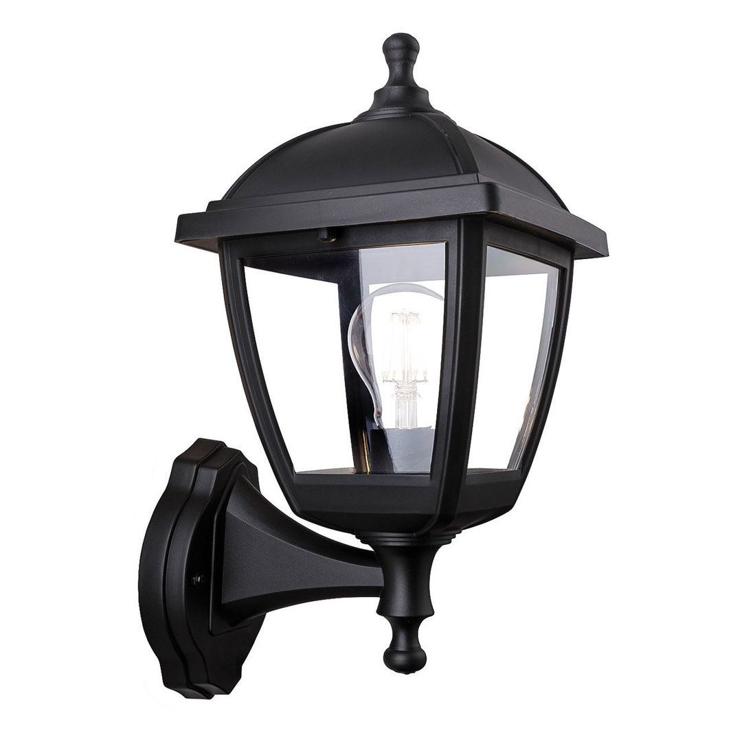 Firstlight Palma Uplight Outdoor Wall Lantern Clear in Black - Image 1