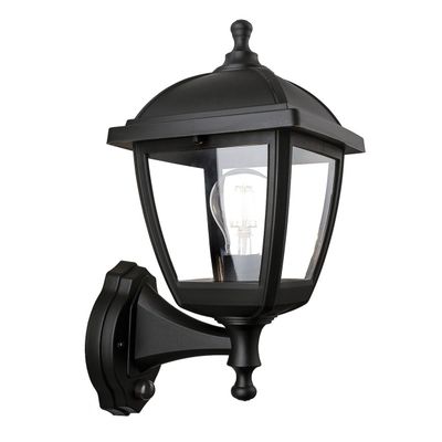 Firstlight Palma Uplight Outdoor Wall Lantern PIR Sensor Clear in Black