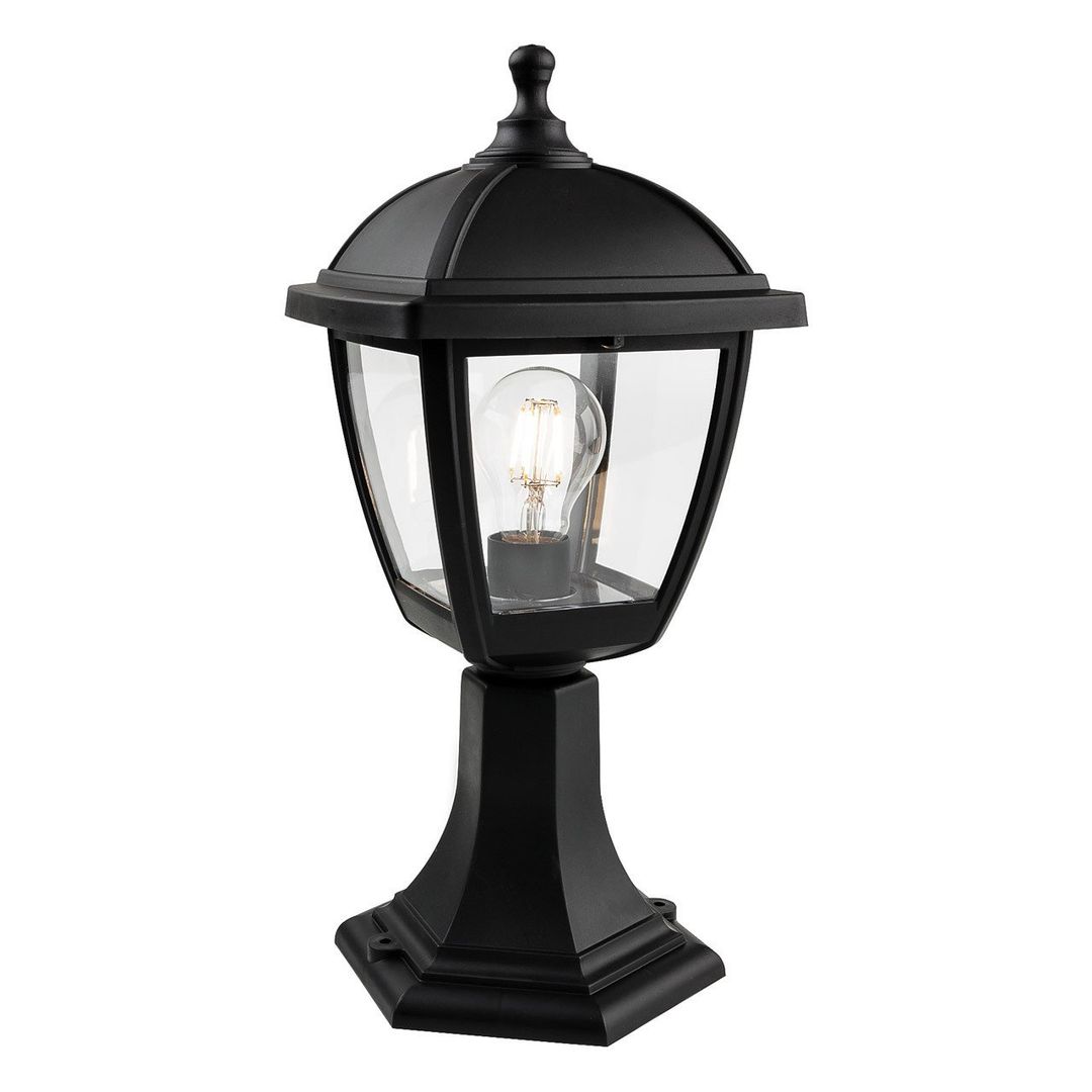 Firstlight Palma Pillar Outdoor Wall Lantern Clear in Black - Image 1
