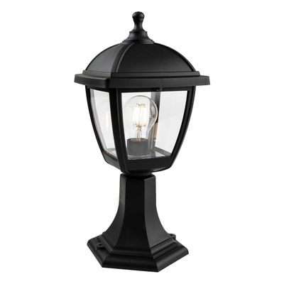 Firstlight Palma Pillar Outdoor Wall Lantern Clear in Black
