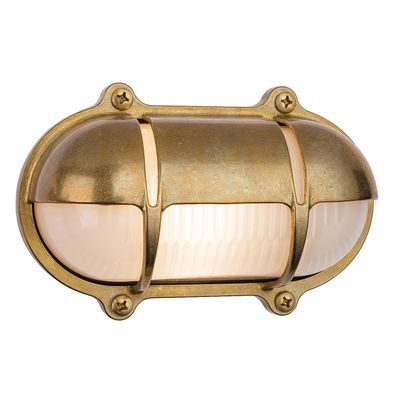 Firstlight Nautic Oval Outdoor Wall Bulkhead Eyelid Frosted in Solid Brass