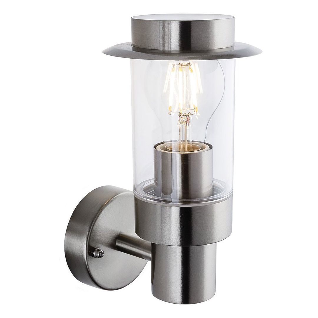 Firstlight Darwin Outdoor Wall Lantern Clear in Stainless Steel - Image 1