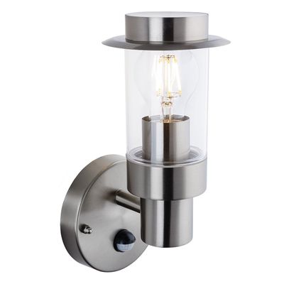 Firstlight Darwin Outdoor Wall Lantern PIR Sensor Clear in Stainless Steel
