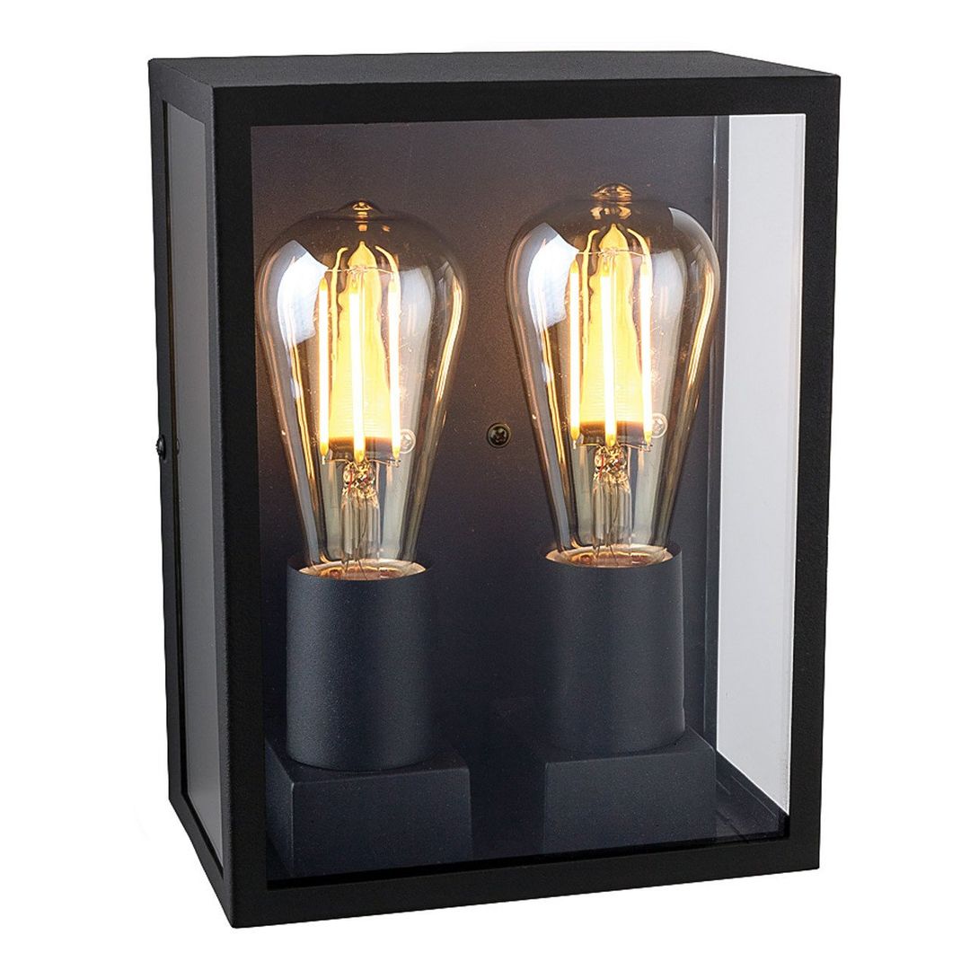 Firstlight Houston 2-Light Outdoor Wall Lantern Clear in Black - Image 1