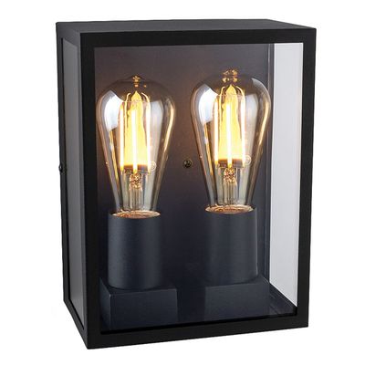 Firstlight Houston 2-Light Outdoor Wall Lantern Clear in Black