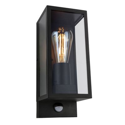 Firstlight Dallas Outdoor Wall Lantern PIR Sensor Clear in Black