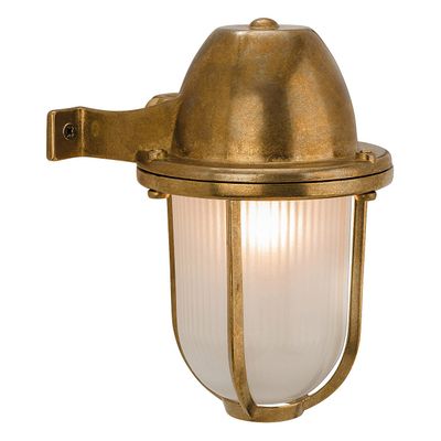 Firstlight Nautic Outdoor Wall Lantern Frosted in Solid Brass