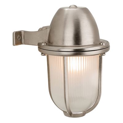 Firstlight Nautic Outdoor Wall Lantern Frosted in Solid Brass with Nickel Plating