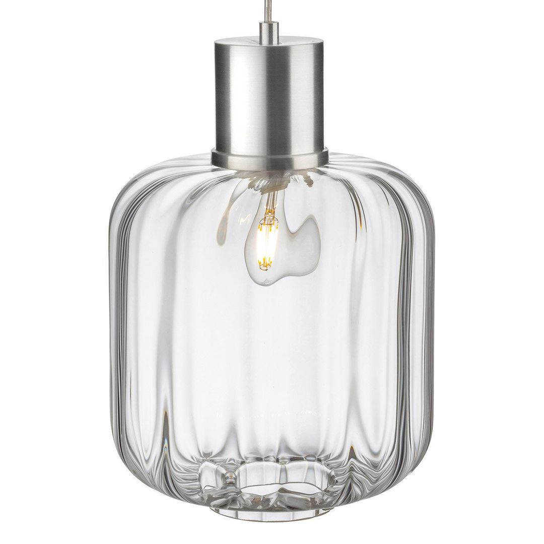 Firstlight Eton 26cm Pendant Light Clear in Aluminium - Image 1