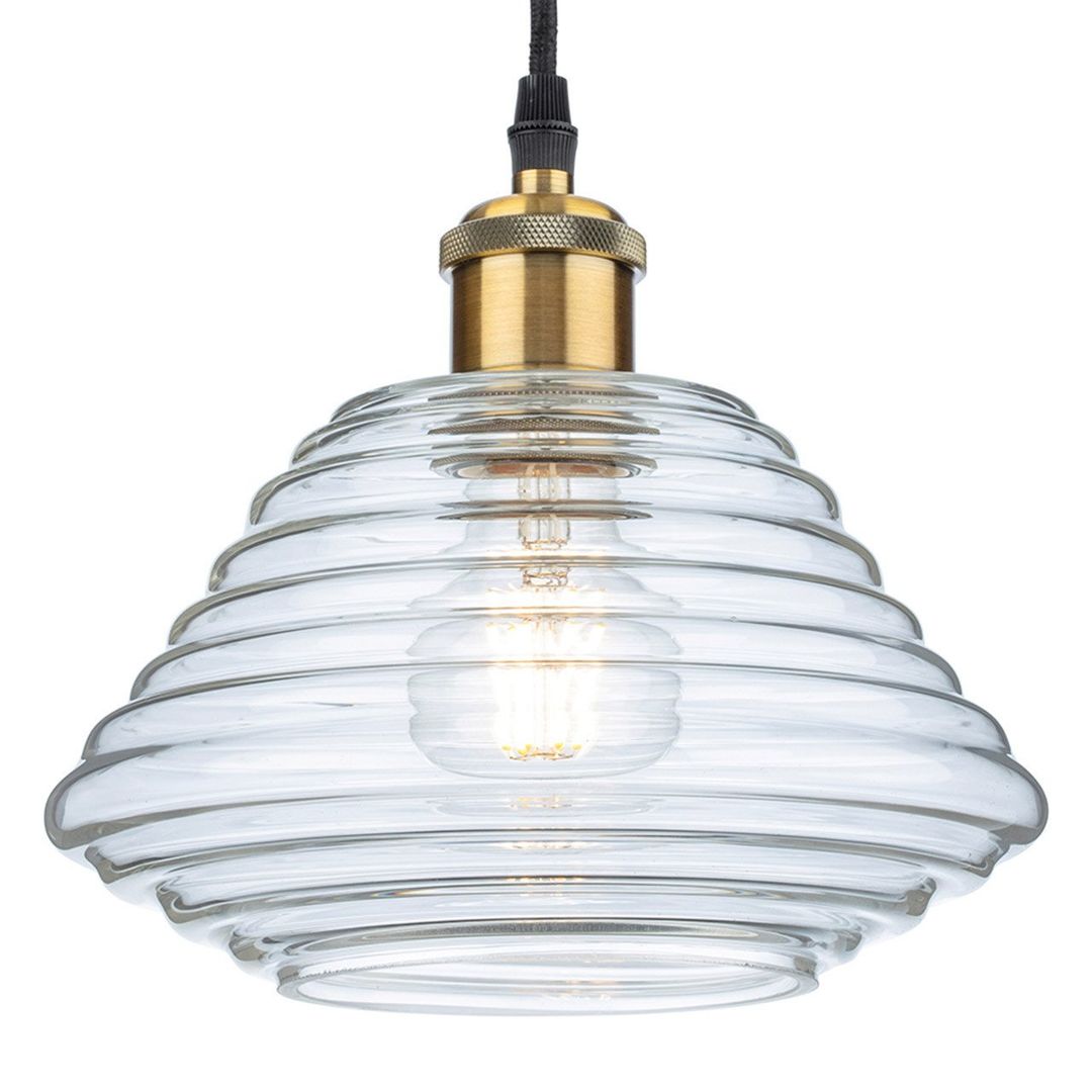 Firstlight Logan 22cm Pendant Light Clear in Antique Brass - Image 1