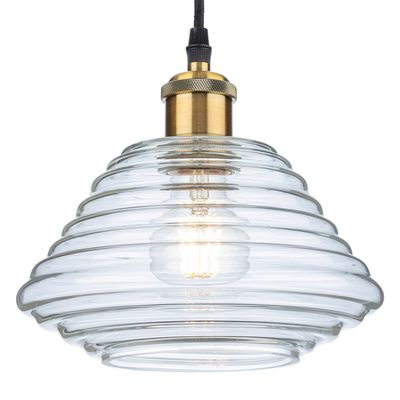 Firstlight Logan 22cm Pendant Light Clear in Antique Brass