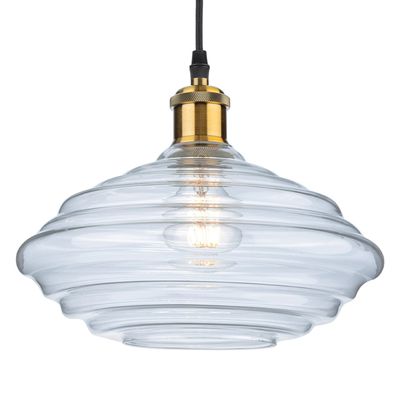 Firstlight Logan 27cm Pendant Light Clear in Antique Brass