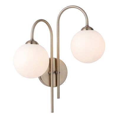 Firstlight Lyndon 2-Light Wall Wall Light Opal in Antique Brass