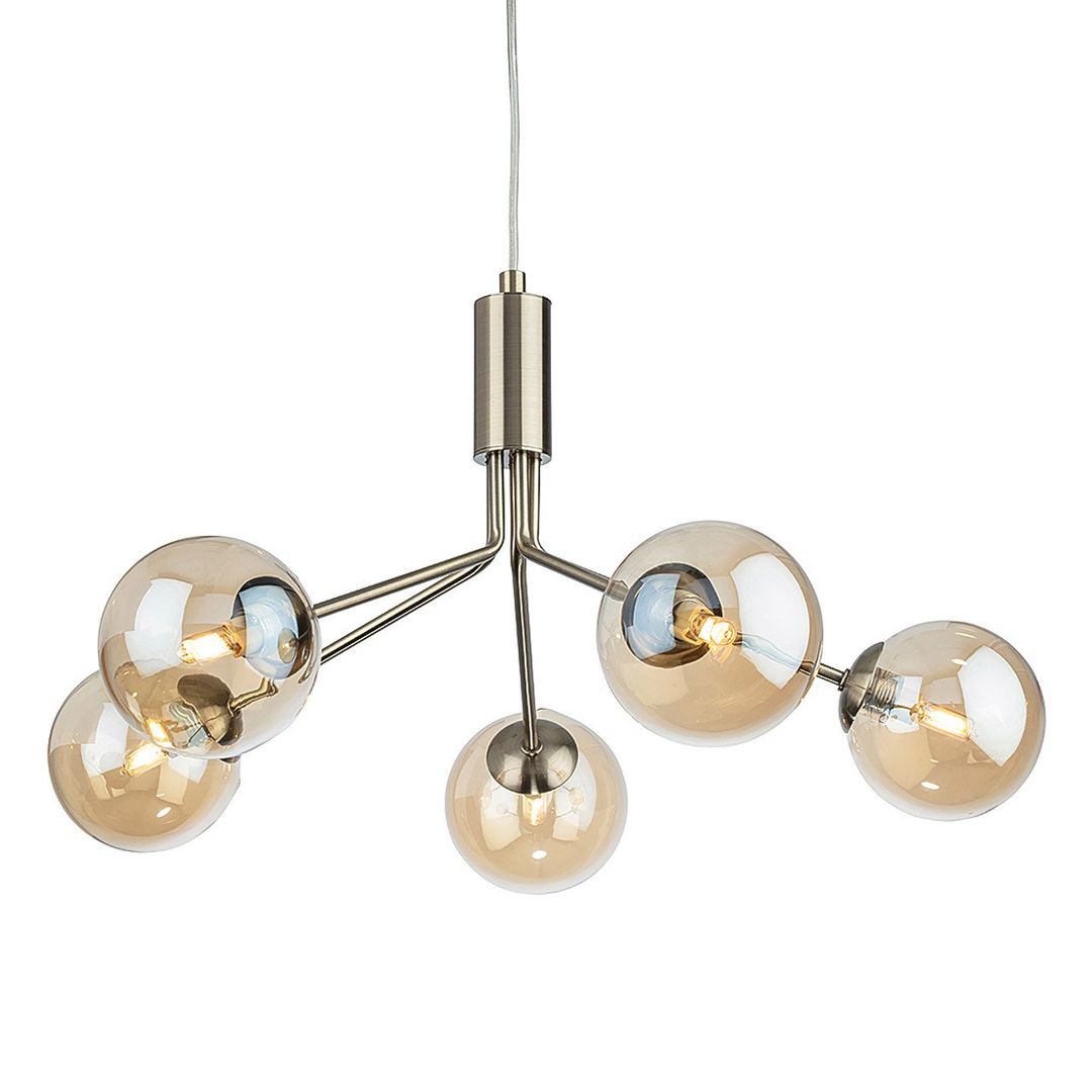 Firstlight Montana 5-Light Pendant Light Amber in Antique Brass - Image 1