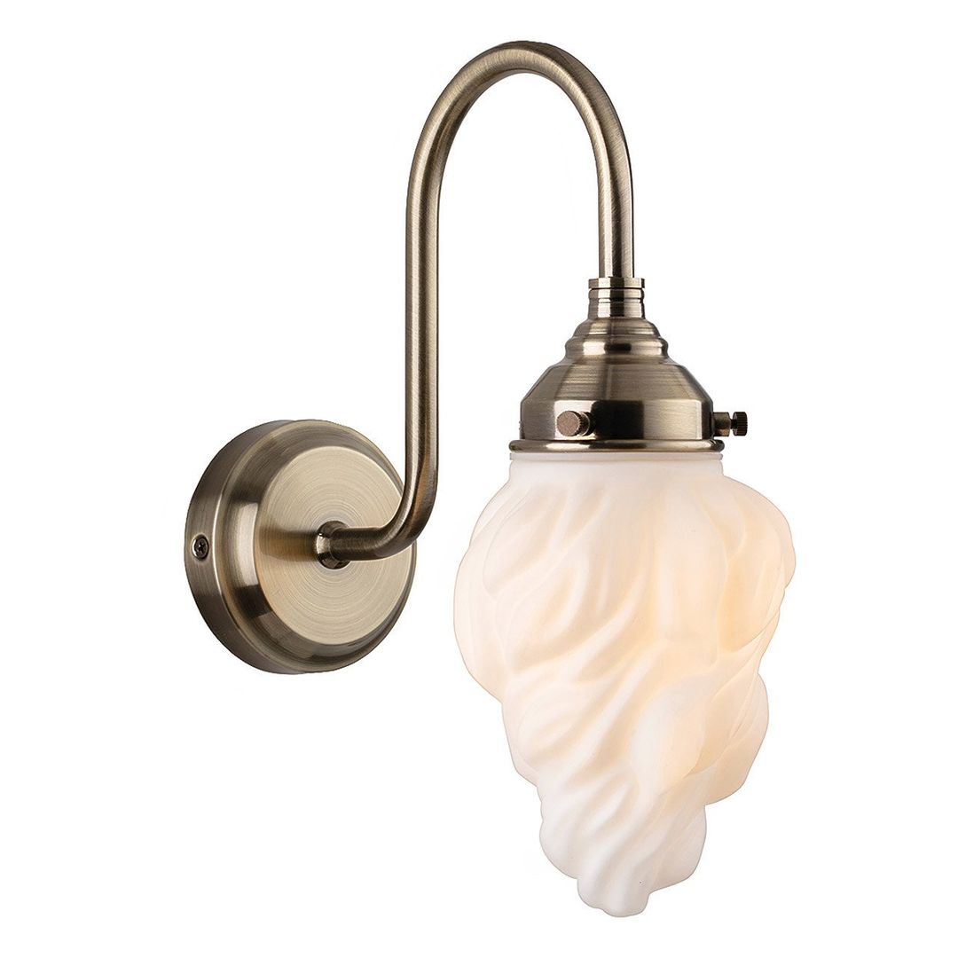 Firstlight Flame Wall Wall Light White Flame in Antique Brass - Image 1