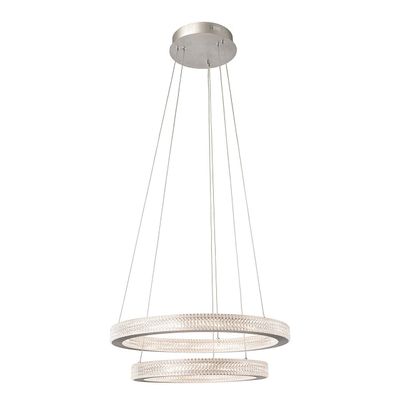 Firstlight LED Diamond 2-Ring Pendant Light Warm White 3000K Prismatic in Aluminium
