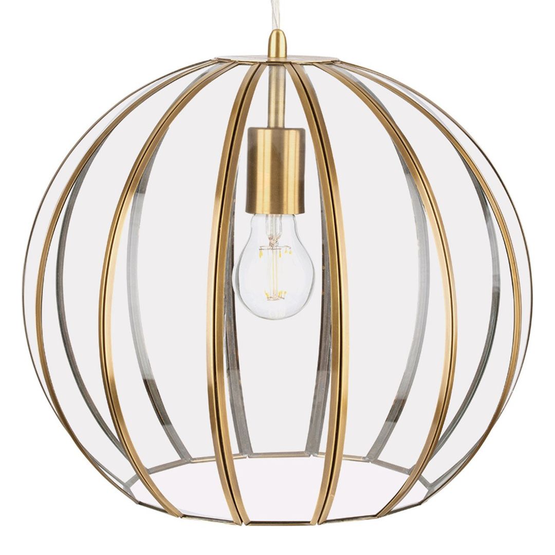Firstlight Lincoln Round-Shaped Pendant Light Clear in Antique Brass - Image 1