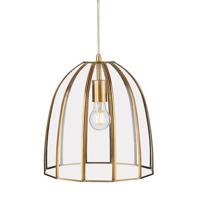 Firstlight Lincoln Bell-Shaped Pendant Light Clear in Antique Brass