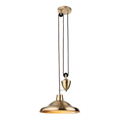 Firstlight Suffolk Rise and Fall Pendant Light in Antique Brass