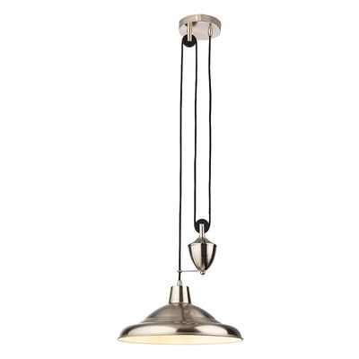 Firstlight Suffolk Rise and Fall Pendant Light in Brushed Steel
