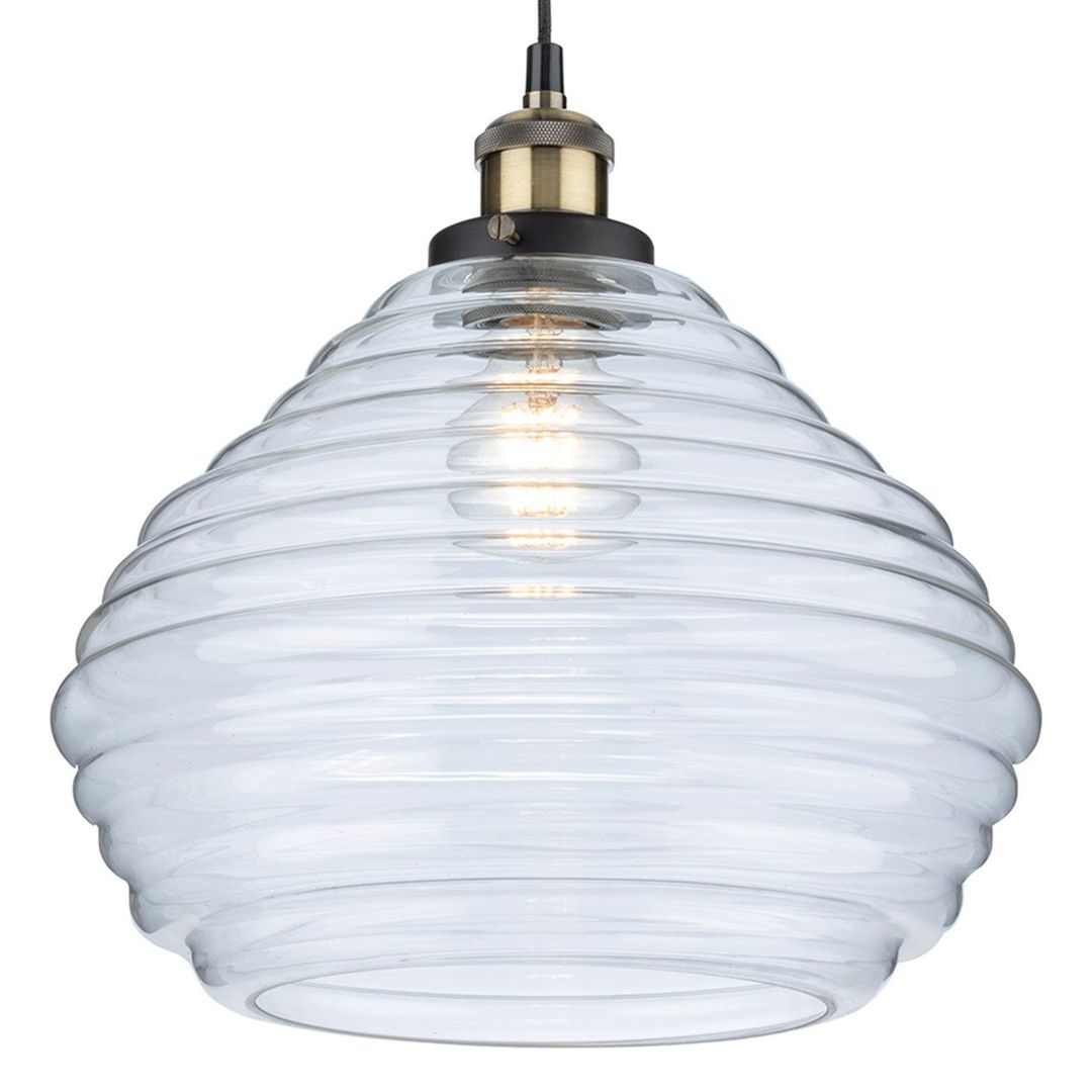 Firstlight Orla 30cm Pendant Light Clear in Antique Brass - Image 1