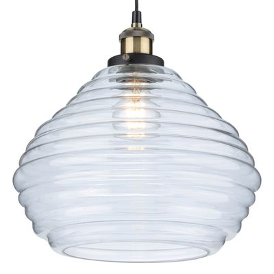 Firstlight Orla 30cm Pendant Light Clear in Antique Brass