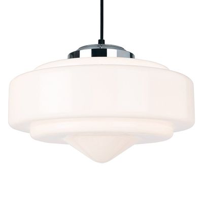Firstlight Art Deco 35 x 21cm Pendant Light Milky White in Chrome