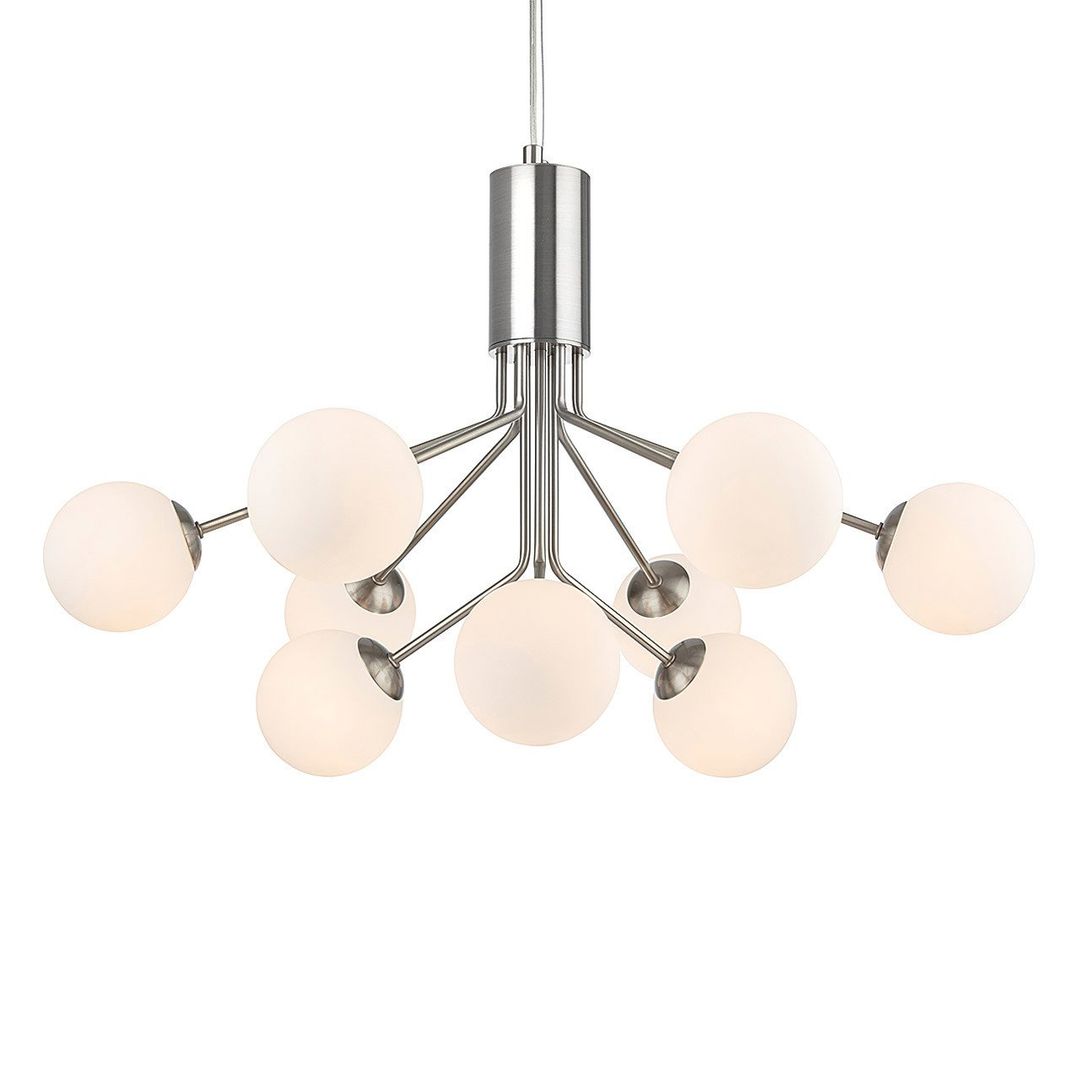 Firstlight Montana Contemporary Style 9-Light Pendant Light in Brushed Steel and Opal Glass - Image 1