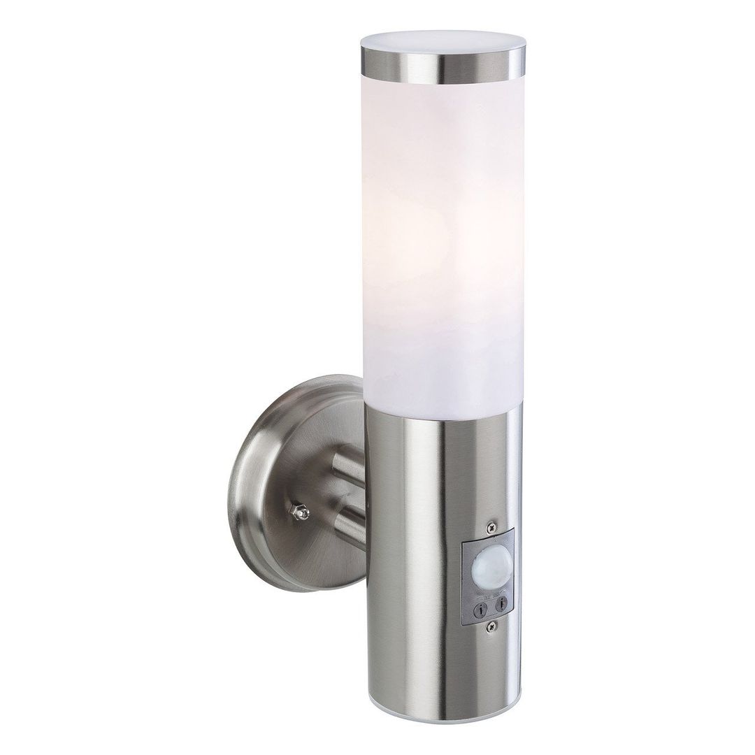 Firstlight Plaza Outdoor Wall Lantern PIR Sensor Opal in Stainless Steel - Image 1