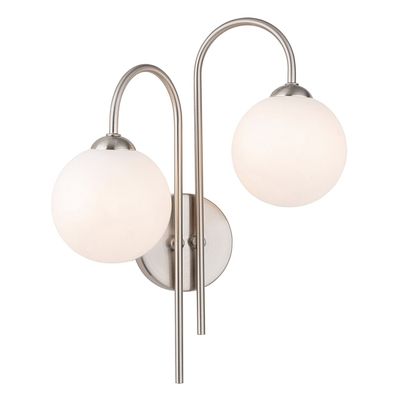 Firstlight Lyndon 2-Light Wall Wall Light Opal in Brushed Steel
