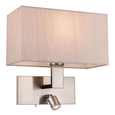 Firstlight LED Raffles 2-Light Wall Wall Light Warm White 3000K in Oyster and Brushed Steel