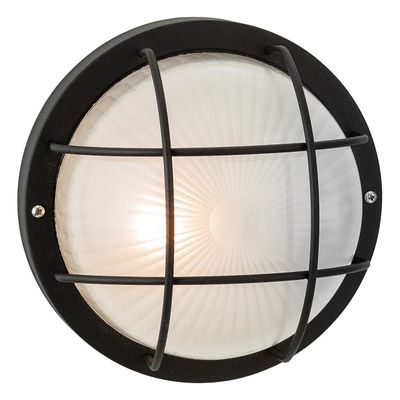 Firstlight Court Outdoor Wall Bulkhead Frosted in Black
