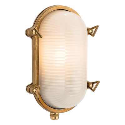 Firstlight Nautic Oval Outdoor Wall Bulkhead Frosted in Brass