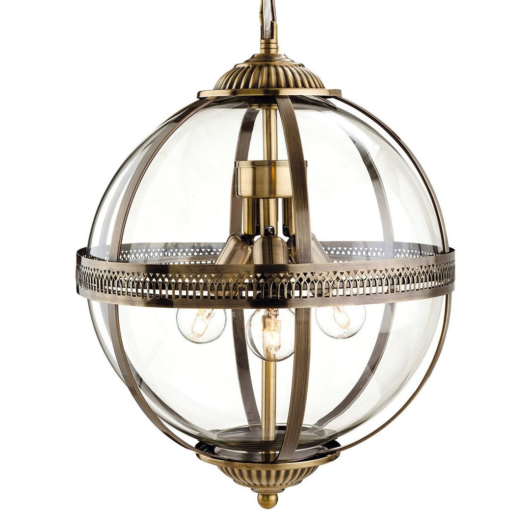 Firstlight Mayfair 3-Light Pendant Light Clear in Antique Brass - Image 1