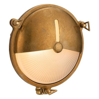 Firstlight Nautic Round Outdoor Wall Bulkhead Eyelid Frosted in Brass