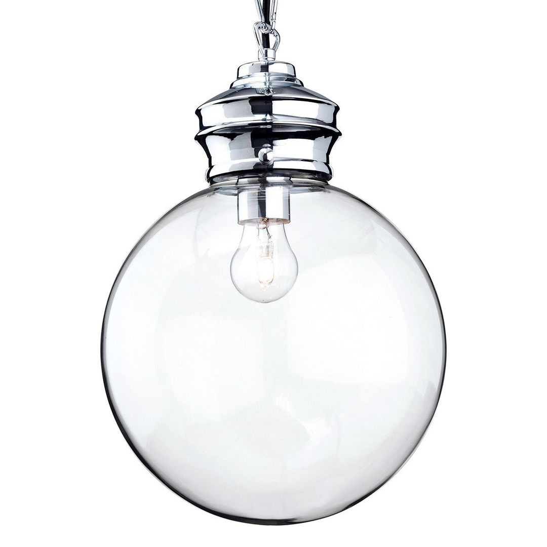 Firstlight Omar Globe-Shaped Pendant Light Clear in Chrome - Image 1