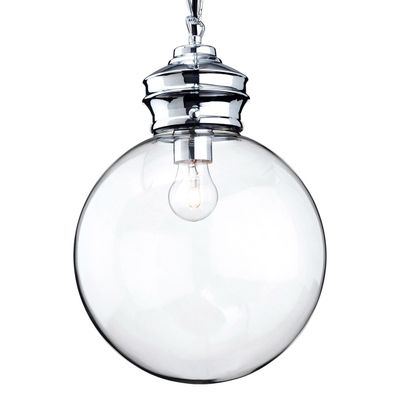 Firstlight Omar Globe-Shaped Pendant Light Clear in Chrome