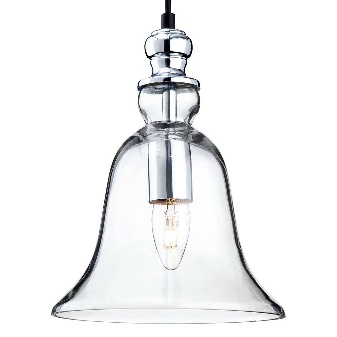 Firstlight Omar Bell-Shaped Pendant Light Clear in Chrome - Image 1