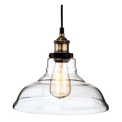 Firstlight Empire 28cm Pendant Light Clear in Antique Brass