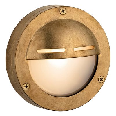 Firstlight Nautic Outdoor Wall Bulkhead Eyelid Frosted in Brass