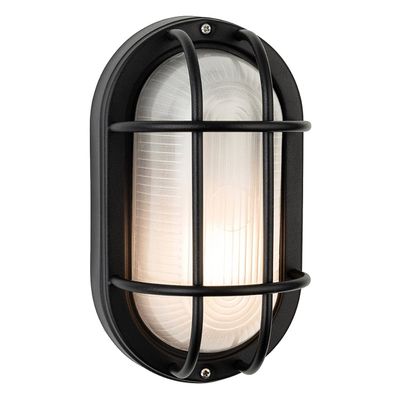 Firstlight Lugo Outdoor Wall Bulkhead Frosted in Black