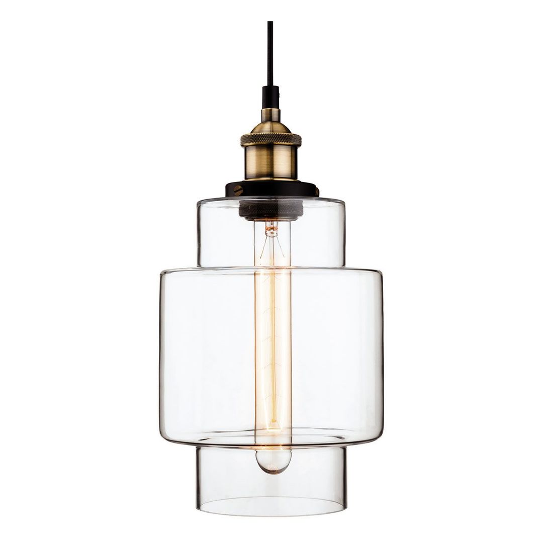 Firstlight Empire 17cm Pendant Light Stepped Clear in Antique Brass - Image 1